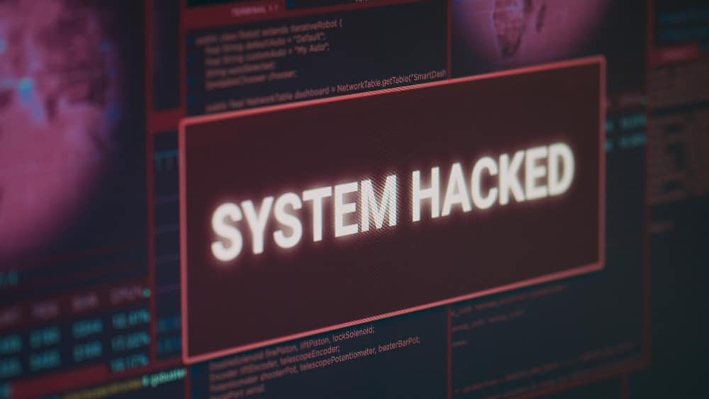Écran d’ordinateur affichant une alerte de ransomware